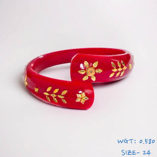 (SIZE- 24) RED COLOUR 18KT HALLMARK GOLD BRACELET POLA 1 PIECE FOR MARRIED WOMEN (REGULAR USE) APPROX WGT: 0.580 GM