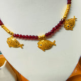 (MTO) APPROX WGT: 1.100 - 1.200 GM FISH DESIGN HALLMARK HUID 22KT GOLD SELIHAR WITH ADJUSTED TASSEL FOR ANNIVERSARY GIFT 1 PIECE BY RAJLAXMI.