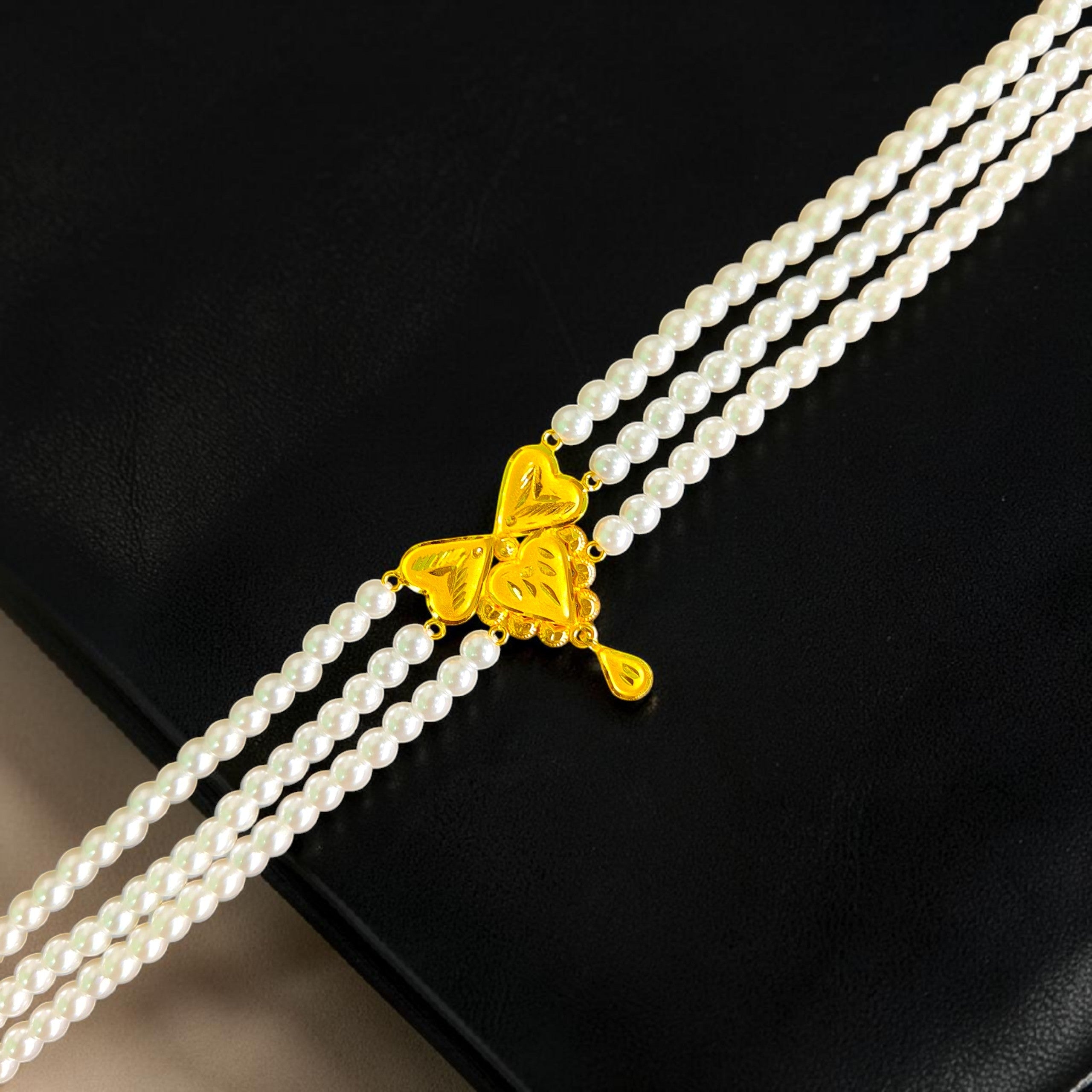 GOLD MOTI HAR- CERTIFIED BIS HUID HALLMARK 916 22KT GOLD MOTI CHOKER 1 PIECE (WGT: 0.900 GM) WITH ADJUSTABLE TASSEL FOR GIFT IN MARRIAGE.