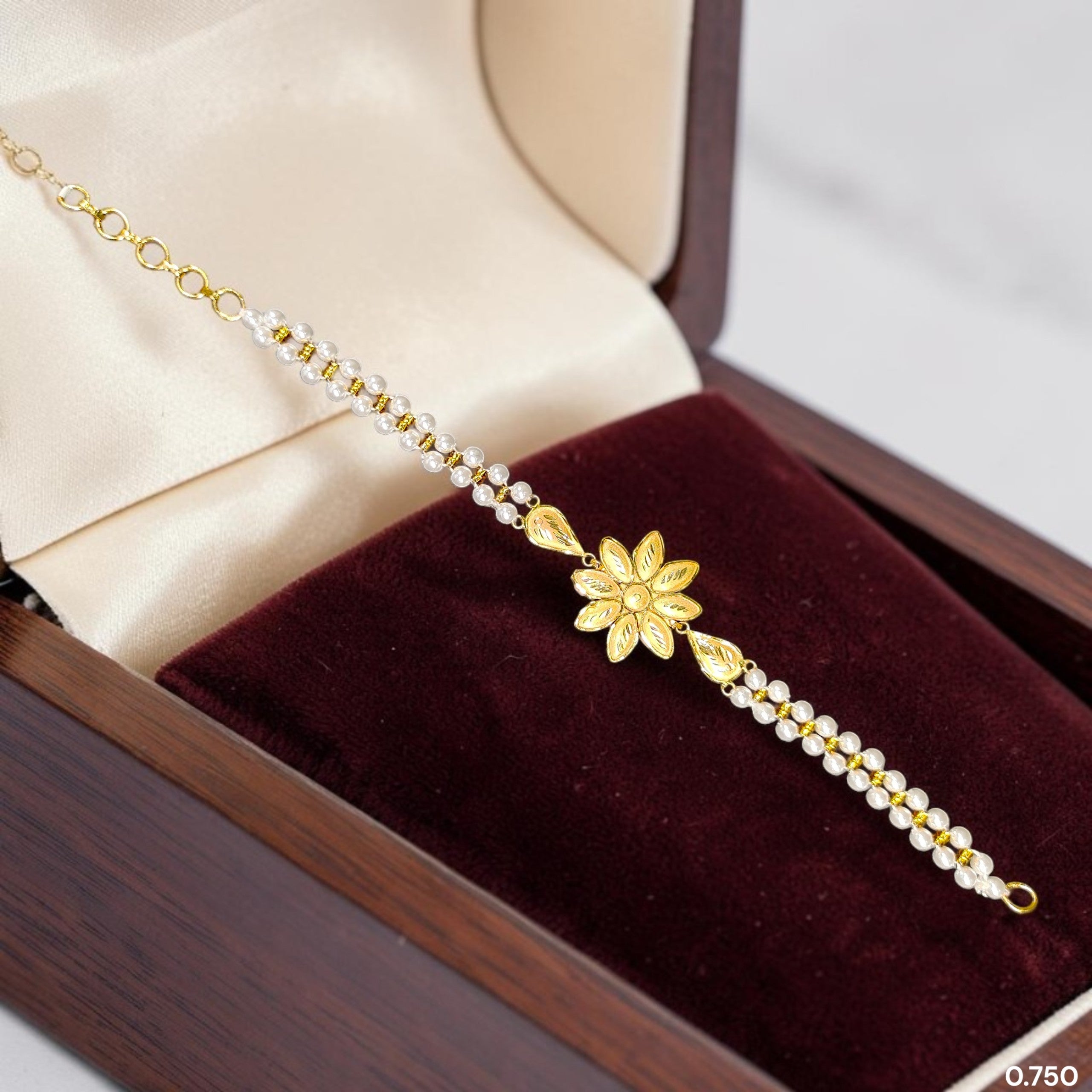 GOLD WRISTLET- (WGT: 0.750 GM APPROX) BIS CERTIFIED HUID HALLMARK 375 9KT GOLD WRISTLET (BRACELET) WITH MOTI CHAIN FOR WOMEN (ADJUSTABLE SIZE).