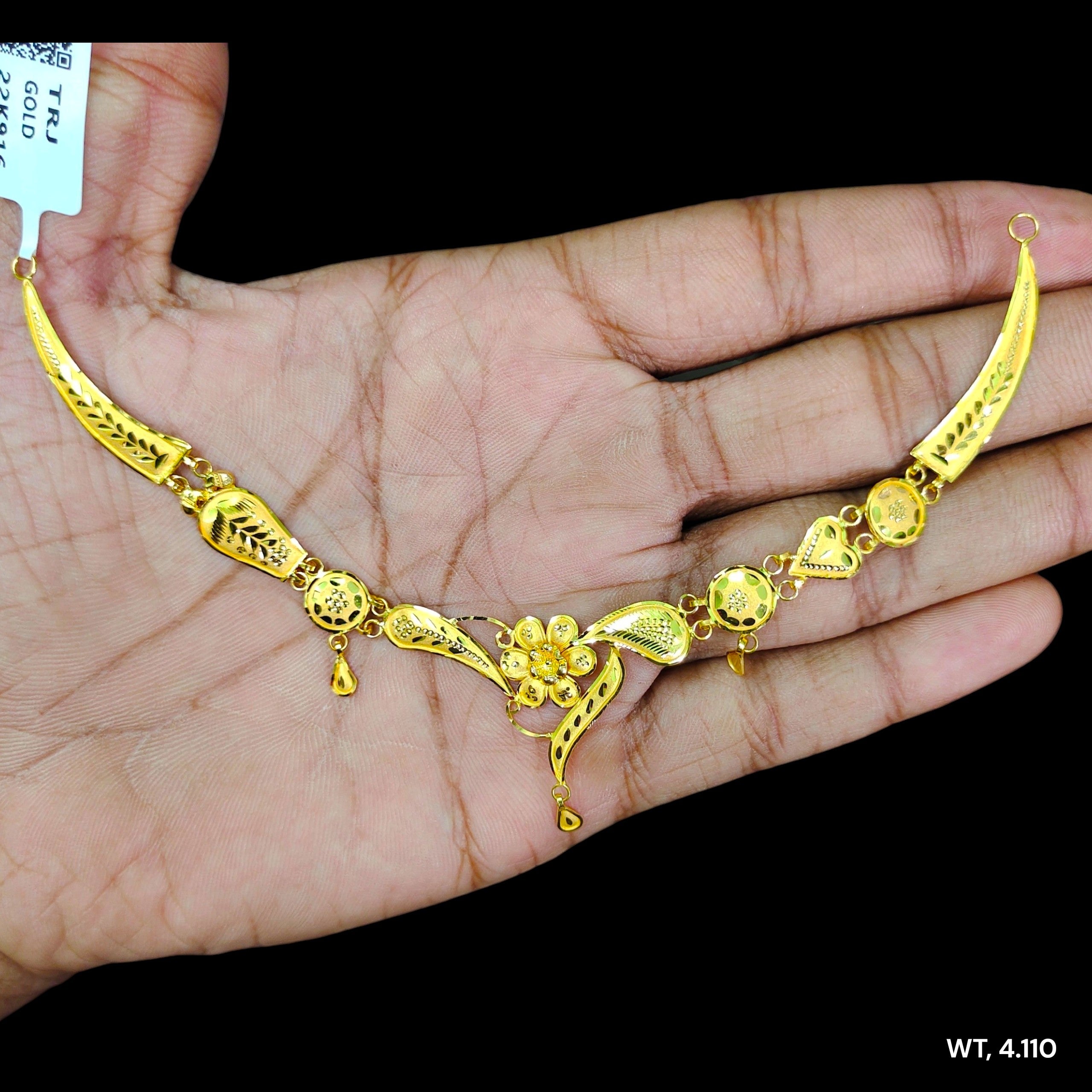 GOLD NECKLACE- BIS CERTIFIED HUID HALLMARK 916 22KT GOLD NECKLACE CHOKER (WGT: 4.110 GM APPROX) 1 PIECE FOR WOMEN.