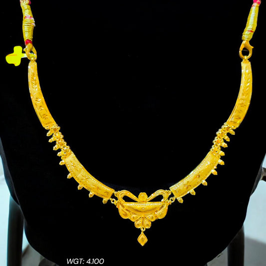 (GCN22) BIS CERTIFIED HUID HALLMARK 916 22KT GOLD NECKLACE CHOKER (APPROX WGT: 4.100 GM) 1 PIECE FOR WOMEN.