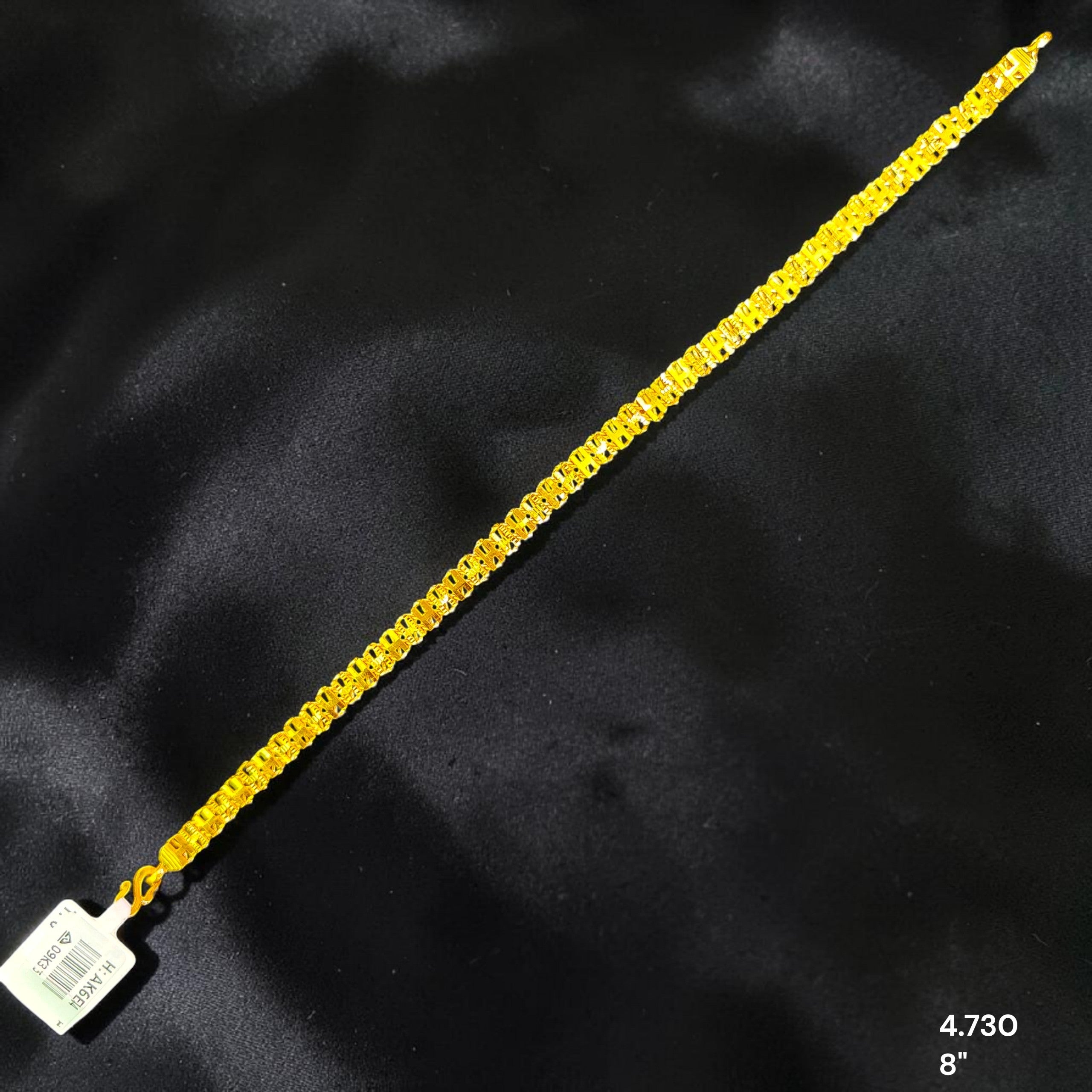 GOLD WRISTLET- 8" (WGT: 4.730 GM APPROX) BIS CERTIFIED HUID HALLMARK 375 9KT GOLD WRISTLET FOR GENTS.