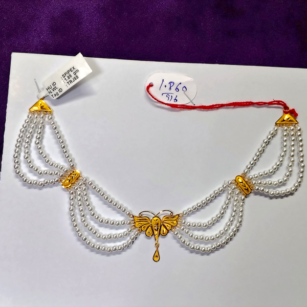 RAJLAXMI WGT: 1.860 GM APPROX HUID HALLMARK 22KT GOLD MOTI NECKLACE 1 PIECE WITH ADJUSTABLE TASSEL.