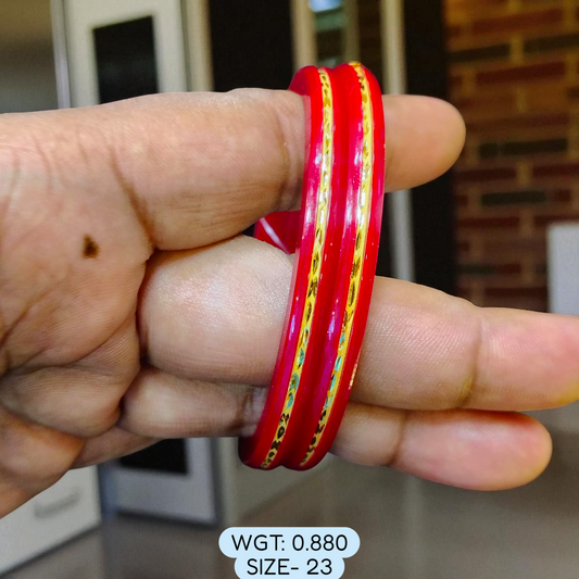 (GSP) TRJ (SIZE: 23) WGT: 0.880 GM APPROX 22KT HUID HALLMARK GOLD POLA BANGLES 1 PAIR DESIGN FOR REGULAR USE.