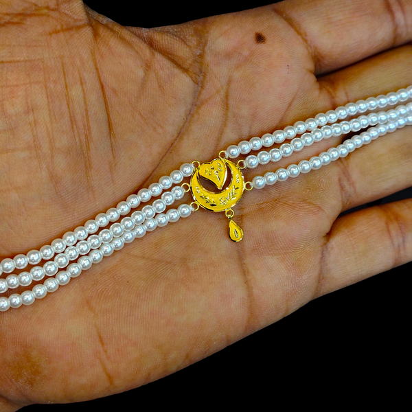 PEARL CHOKER- CERTIFIED BIS HUID HALLMARK 916 22KT GOLD MOTI CHOKER 1 PIECE (WGT:0.470 GM) WITH ADJUSTABLE TASSEL FOR GIFT IN MARRIAGE.