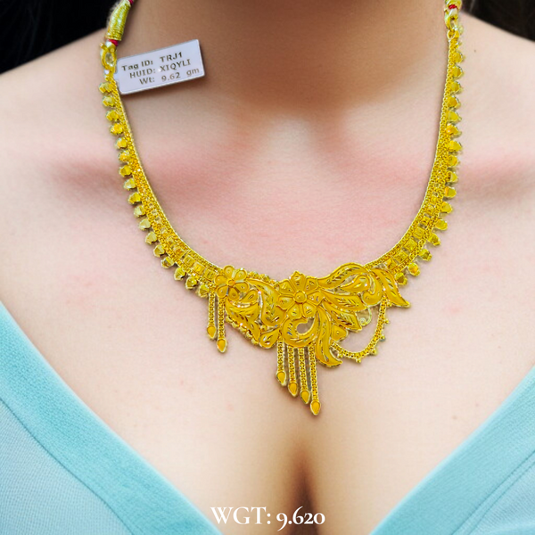 BIS CERTIFIED HUID HALLMAR 916 22KT GOLD NECKLACE CHOKER (WGT: 9.620 GM) 1 PIECE FOR WOMEN.