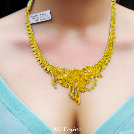 BIS CERTIFIED HUID HALLMAR 916 22KT GOLD NECKLACE CHOKER (WGT: 9.620 GM) 1 PIECE FOR WOMEN.