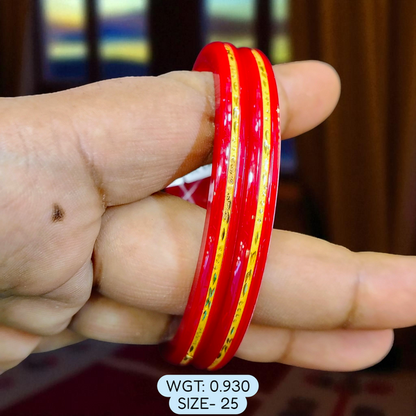 (GSP) TRJ (SIZE: 25) WGT: 0.930 GM APPROX 22KT HUID HALLMARK GOLD POLA BANGLES 1 PAIR DESIGN FOR REGULAR USE.