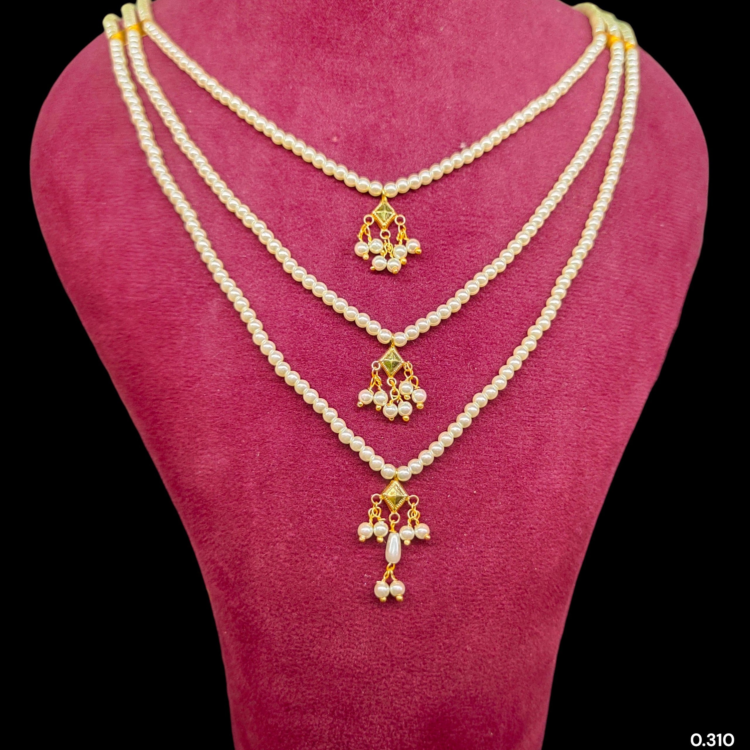 (GMH)- (WGT: 0.310 GM APPROX) BIS CERTIFIED HUID HALLMARK 9KT GOLD MOTI SITAHAR NECKLACE 1 PIECE WITH ADJUSTABLE TASSEL.(VV32TT)