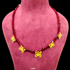 GCS22K- WGT: 1.330 GM APPROX HUID HALLMARK 22KT GOLD MOTI SELIHAR 1 PIECE WITH ADJUSTABLE TASSEL.