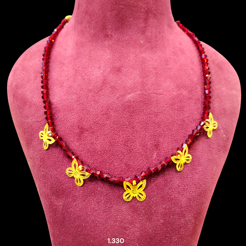 GCS22K- WGT: 1.330 GM APPROX HUID HALLMARK 22KT GOLD MOTI SELIHAR 1 PIECE WITH ADJUSTABLE TASSEL.