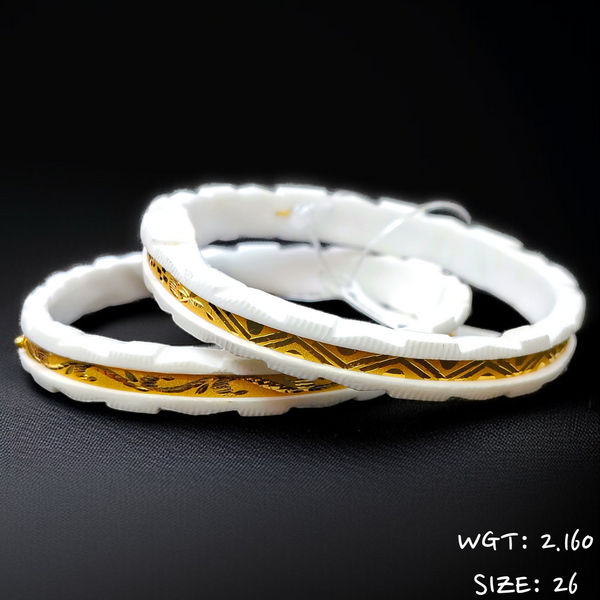 TRJ (SIZE: 26) WGT: 2.160 GM APPROX HUID HALLMARK 22KT GOLD SAKHA BANGLES 1 PAIR DESIGN FOR REGULAR USE.
