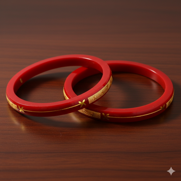 ROOKIE RED (FACEBOOK VIRAL POLA) GOLDEN DETAILING LAMINATION POLA SCALE DESIGN 1 PAIR FOR WOMEN - NON EXCHANGEABLE ITEM (GET ANY DESIGN AS PER AVAILABILITY)