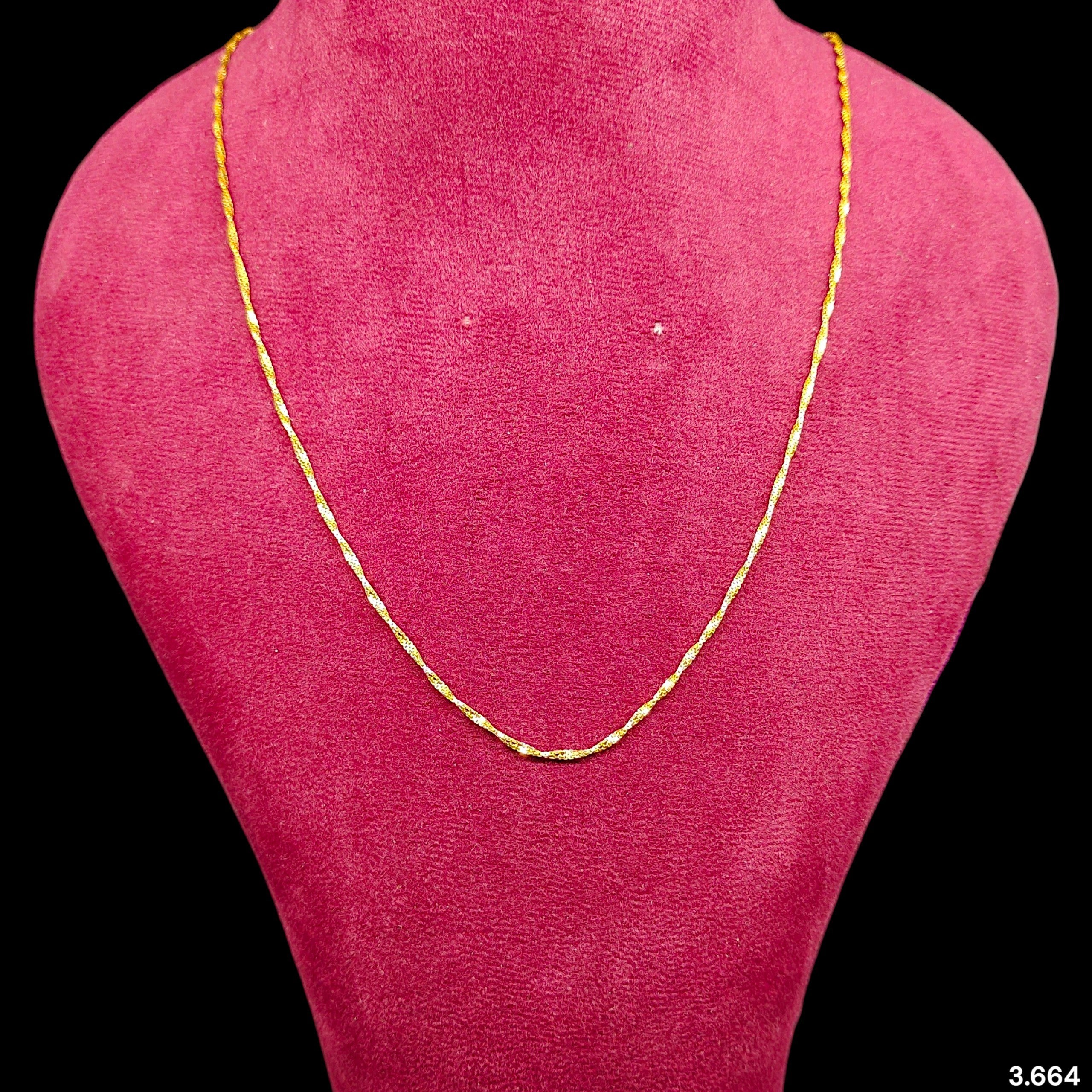 GOLD CHAIN- (WGT: 3.664 GM APPROX) BIS CERTIFIED HUID HALLMARK 9KT GOLD CHAIN (24 INCH) 1 PIECE FOR UNISEX.
