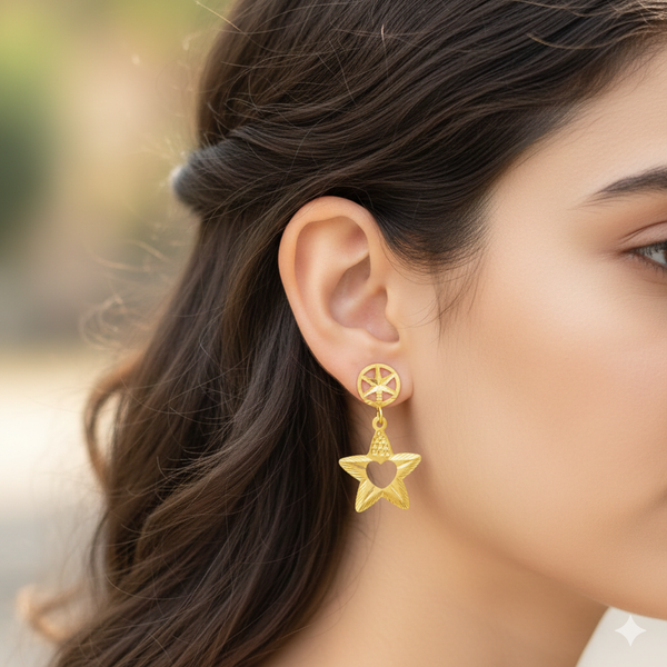 GOLD EARRINGS- WGT: 0.610 GM APPROX BIS CERTIFIED HUID HALLMARK 9KT GOLD EARRINGS 1 PAIR FOR WOMEN.