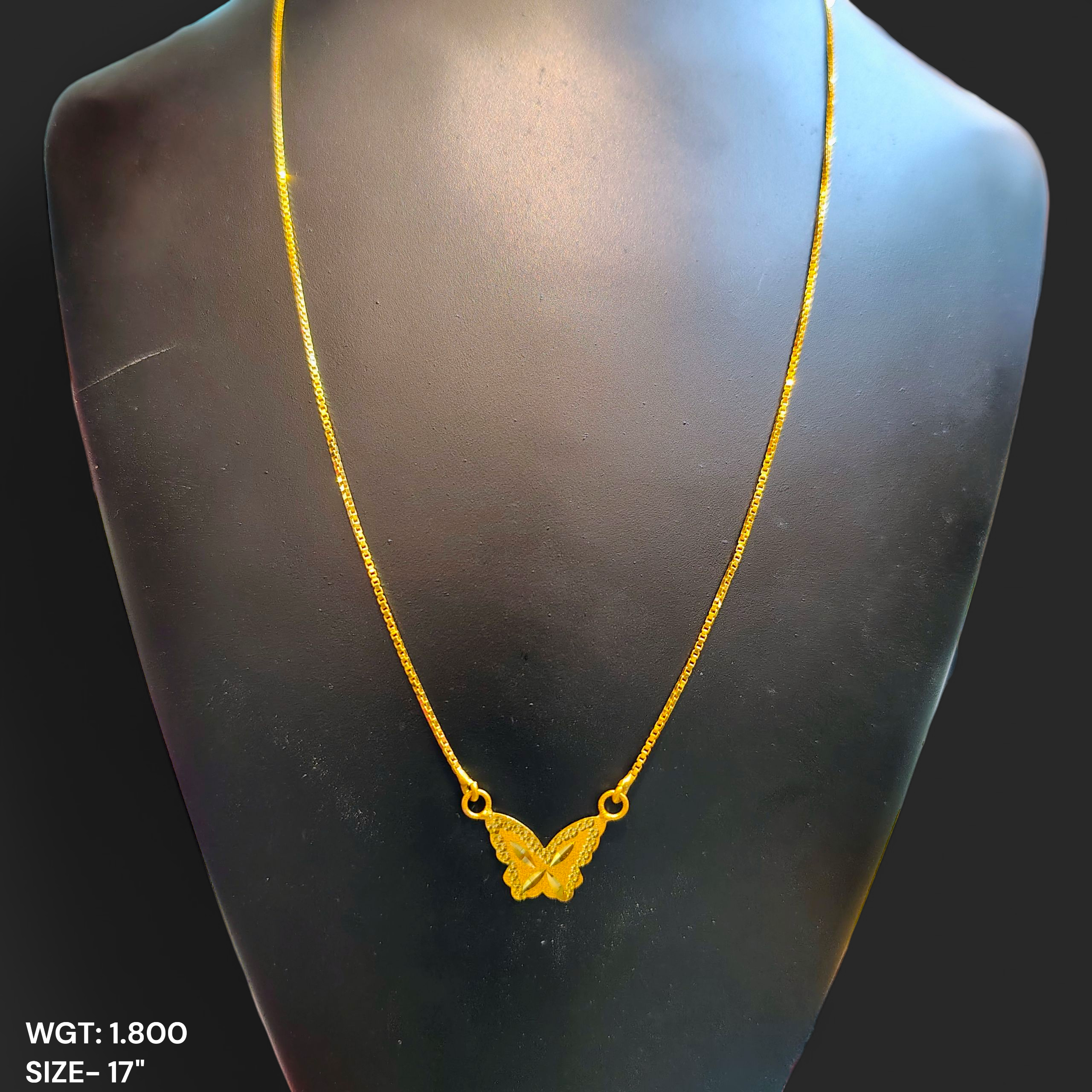 GCH-(WGT: 1.800 GM APPROX) BIS CERTIFIED HUID HALLMARK 9KT GOLD CHAIN WITH PENDANT (17 INCH) 1 PIECE FOR WOMEN.