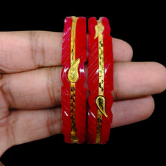 GPB9K- (NJZ9LF)-(YG35U1) (SIZE-28) (WGT: 1.710 GM APPROX) BIS CERTIFIED HUID HALLMARK 375 9KT GOLD POLA BADHANO 1 PAIR FOR WOMEN.