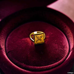 BABY JEWELLERY- TRJ WGT: 0.450 GM APPROX 22KT HUID HALLMARK GOLD BABY FINGER RING 1 PIECE FOR RICE CEREMONY & BIRTHDAY.