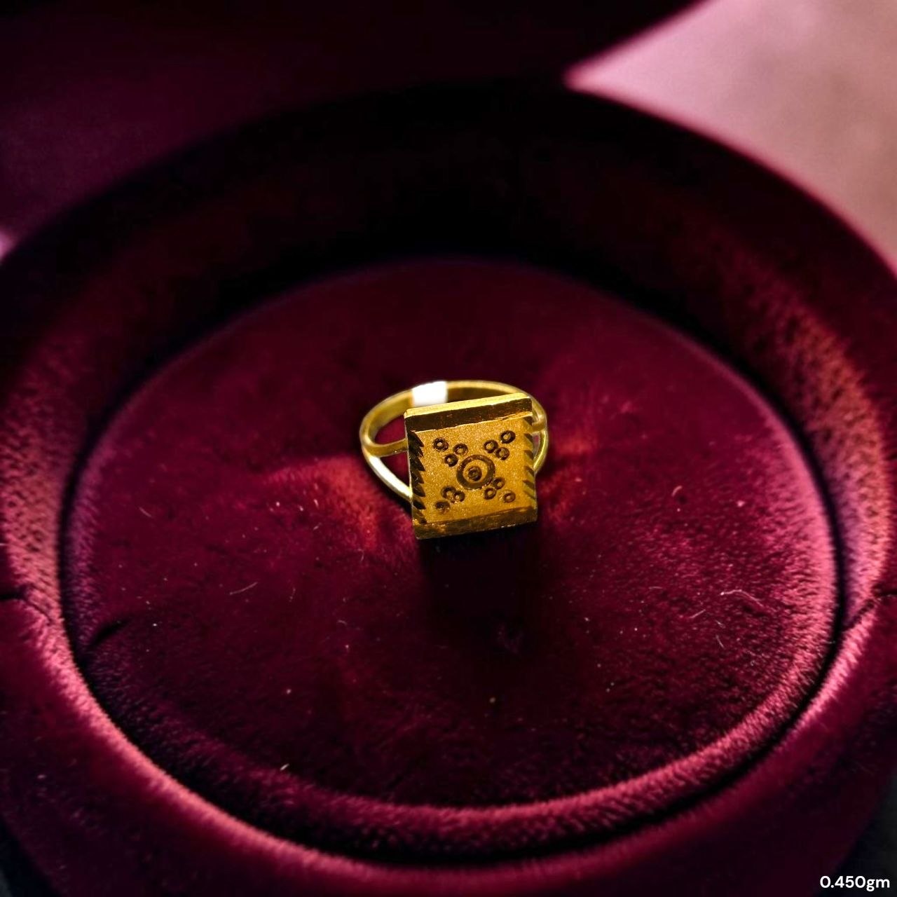 BABY JEWELLERY- TRJ WGT: 0.450 GM APPROX 22KT HUID HALLMARK GOLD BABY FINGER RING 1 PIECE FOR RICE CEREMONY & BIRTHDAY.