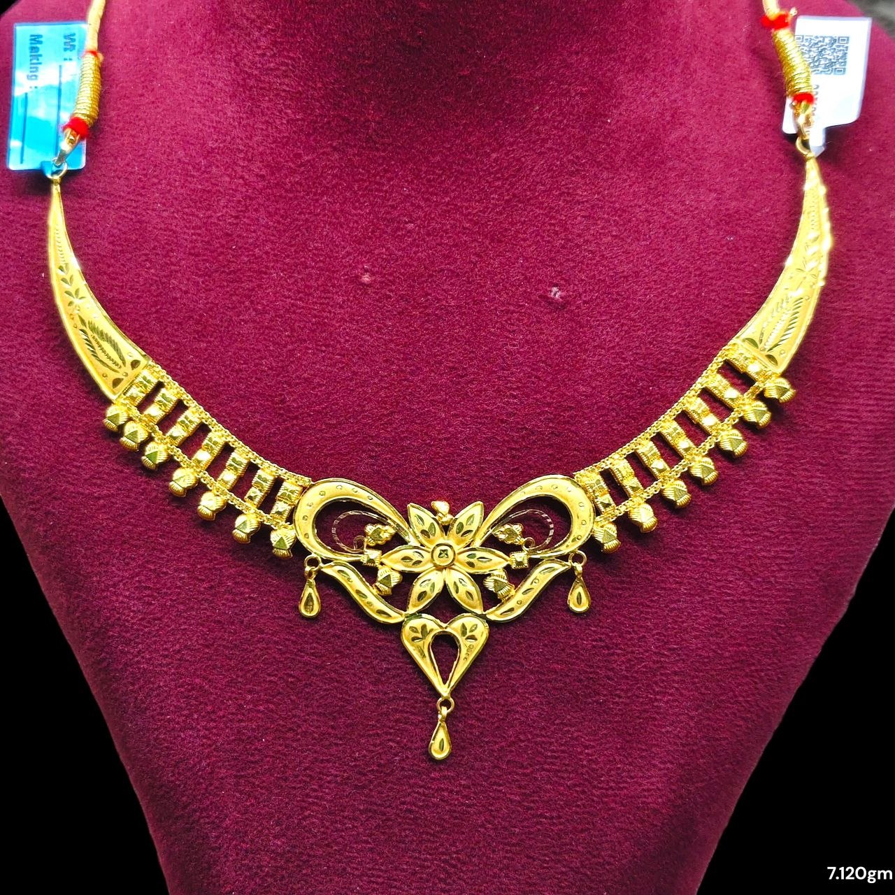 GCN22K- WGT: 7.120 BIS CERTIFIED HUID HALLMARK 916 22KT GOLD NECKLACE 1 PIECE WITH FREE ADJUSTABLE TASSEL FOR WOMEN.(KUX4NZ)