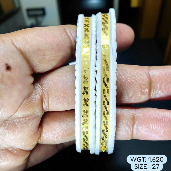 TRJ (SIZE: 27) WGT: 1.620 GM APPROX HUID HALLMARK 22KT GOLD SAKHA BANGLES 1 PAIR DESIGN FOR REGULAR USE.