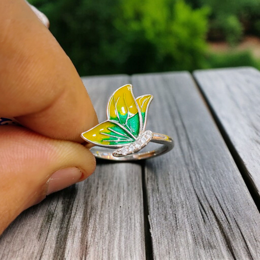 RAJLAXMI (SIZE:11) HALLMARK 925 SILVER FINGER BUTTERFLY MINAKARI DESIGN RING 1 PIECE FOR WOMEN FOR REGULAR USE - BEST FOR GIFTING (SOLD ON MRP)