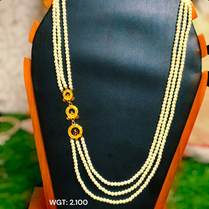 TRJ WGT: 2.100 GM APPROX 22KT HUID HALLMARK GOLD MOTI NECKLACE LOHORI 1 PIECE WITH ADJUSTABLE TASSEL.