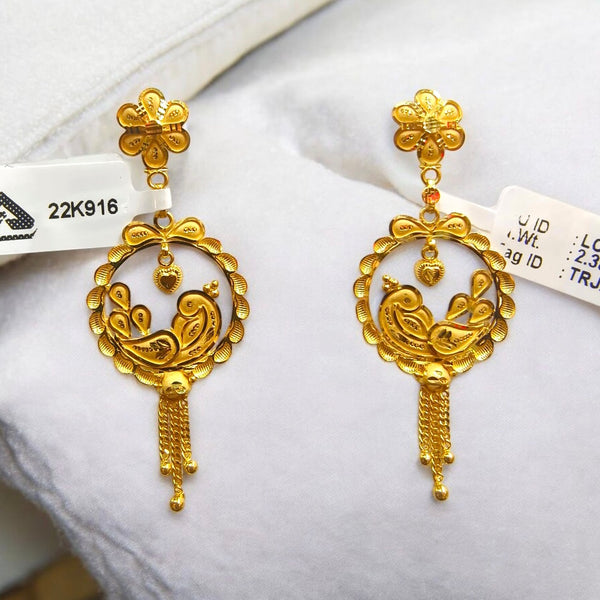 BIS CERTIFIED WGT: 4.770 GM APPROX HUID HALLMARK 916 22KT GOLD EARRINGS 1 PAIR FOR WOMEN.