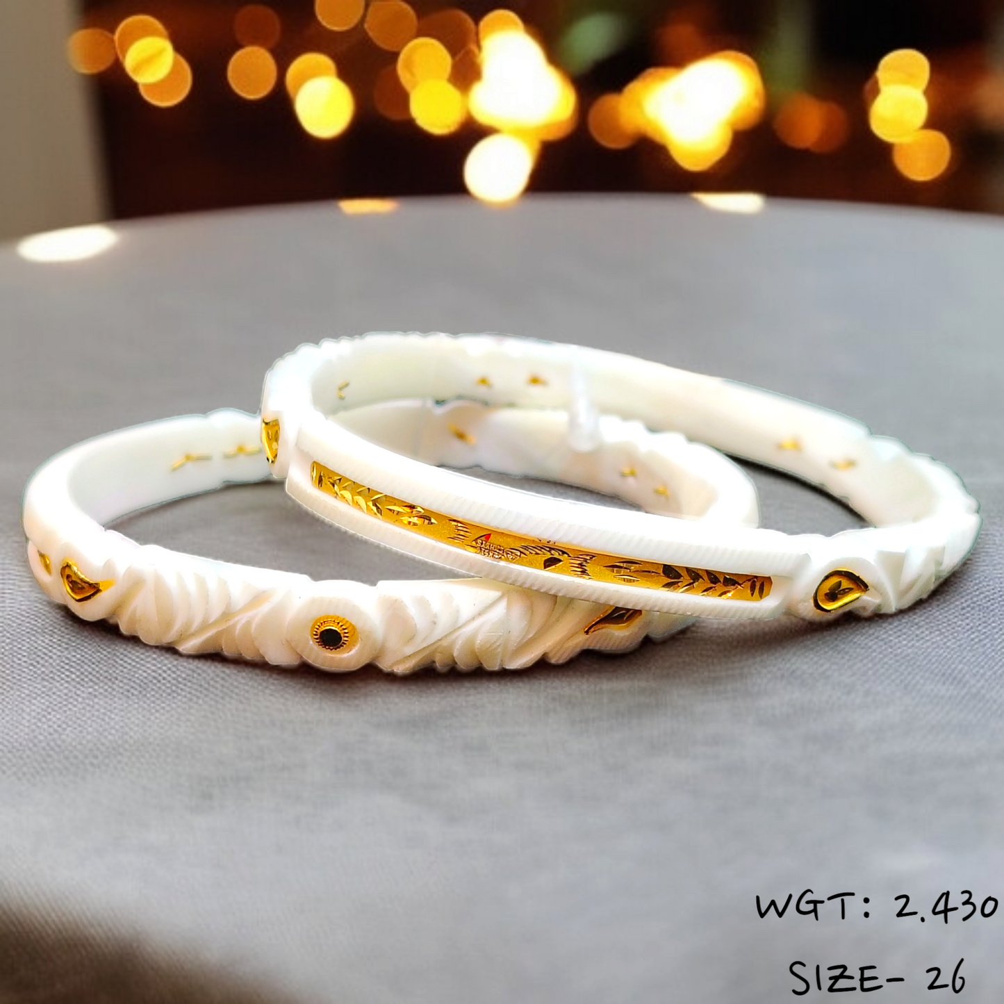 TRJ (SIZE: 26) WGT: 2.430 GM APPROX HUID HALLMARK 22KT GOLD SAKHA BANGLES 1 PAIR DESIGN FOR REGULAR USE.