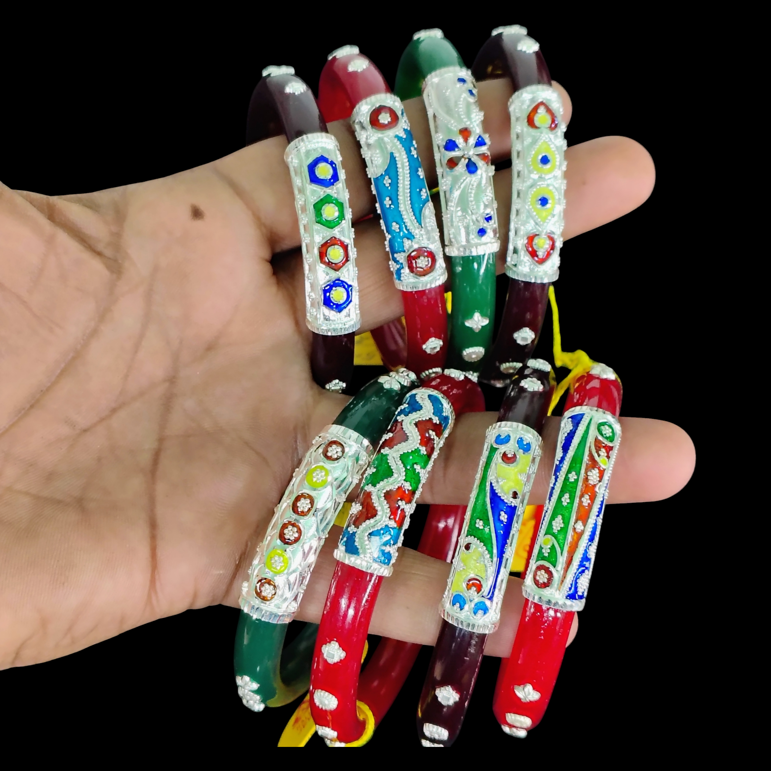 SAKHA POLA- 925 SILVER DABBU POLA WITH SILVER MUKH APPROX WGT: 5.00 GM (1 PIECE) SOLD ON MRP FOR MARRIED WOMEN (GET ANY DESIGN AS PER SIZE AVAILABILITY)