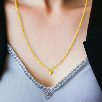 (FREE KDM LOVE LOCKET)- VIRAL ROPE CHAIN WGT: 0.500 GM APPROX HUID HALLMARK 18KT GOLD CHAIN 1 PIECE 16 INCH (FOR SPECIAL GIFT ONLY)NOT FOR DAILY USE.
