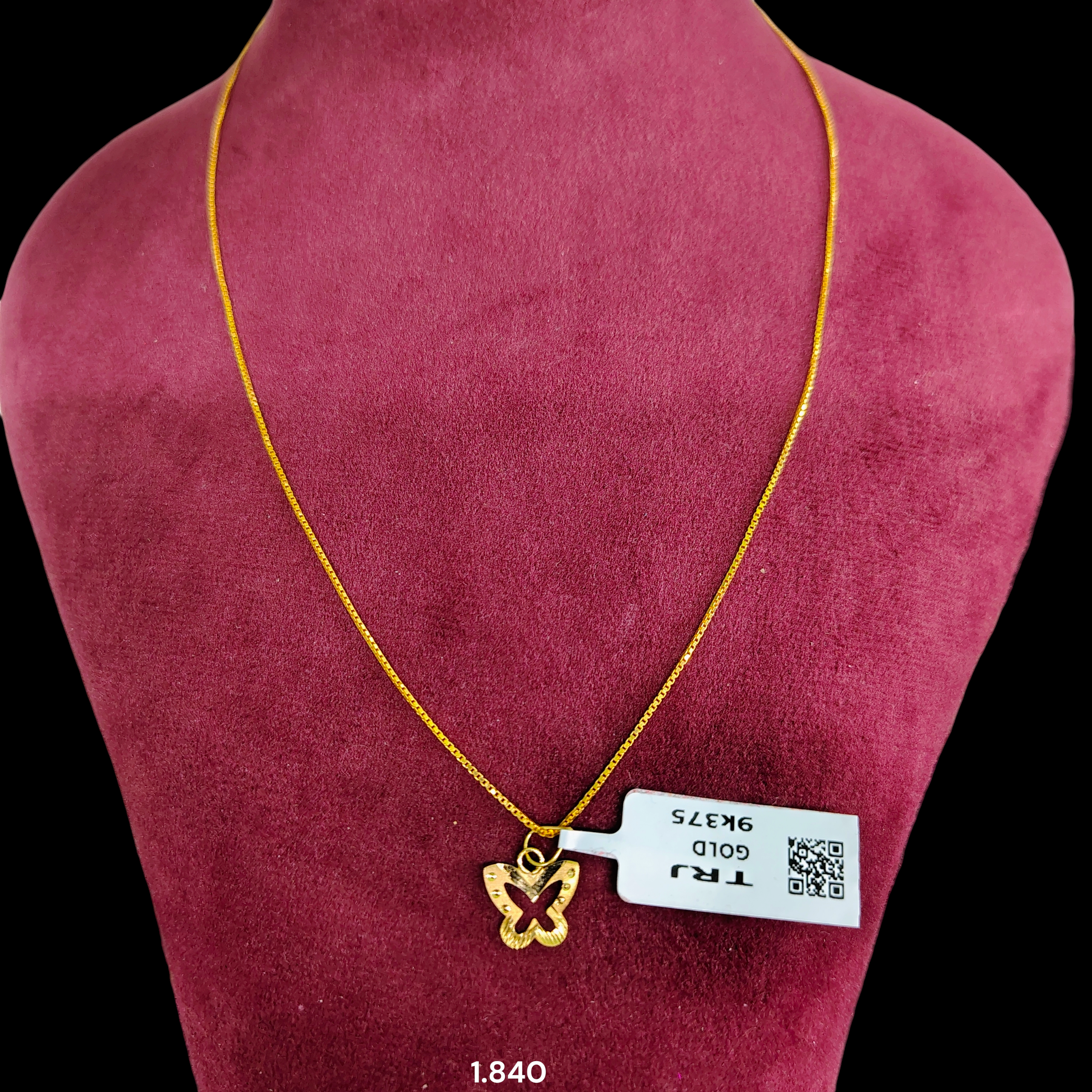 GOLD CHAIN- (WGT: 1.840 GM APPROX) BIS CERTIFIED HUID HALLMARK 9KT GOLD CHAIN WITH PENDANT (17 INCH) 1 PIECE FOR WOMEN.