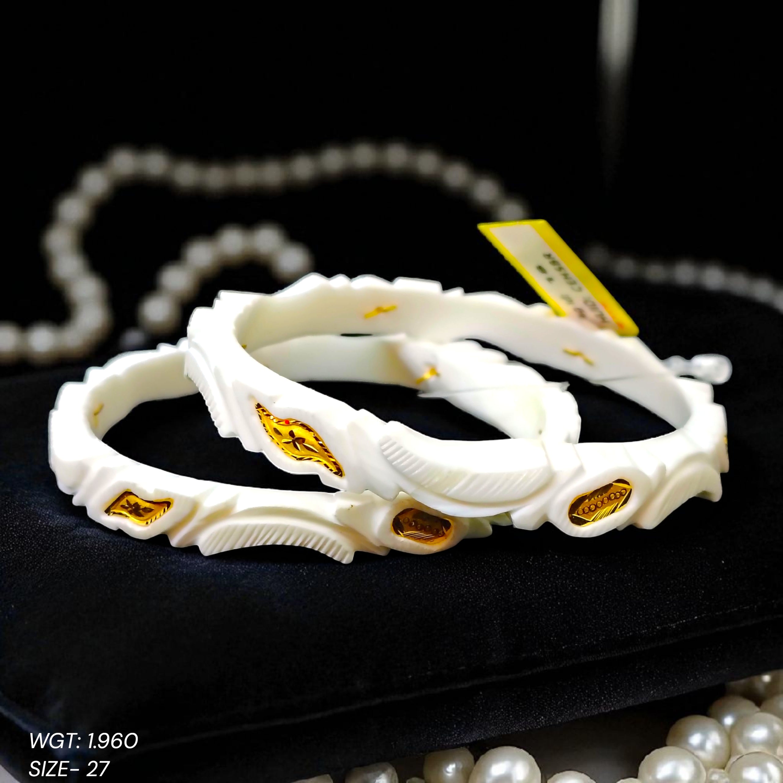 (GSB22) TRJ (SIZE: 27) WGT: 1.960 GM APPROX HUID HALLMARK 22KT GOLD SAKHA BADHANO BANGLES 1 PAIR DESIGN FOR REGULAR USE.