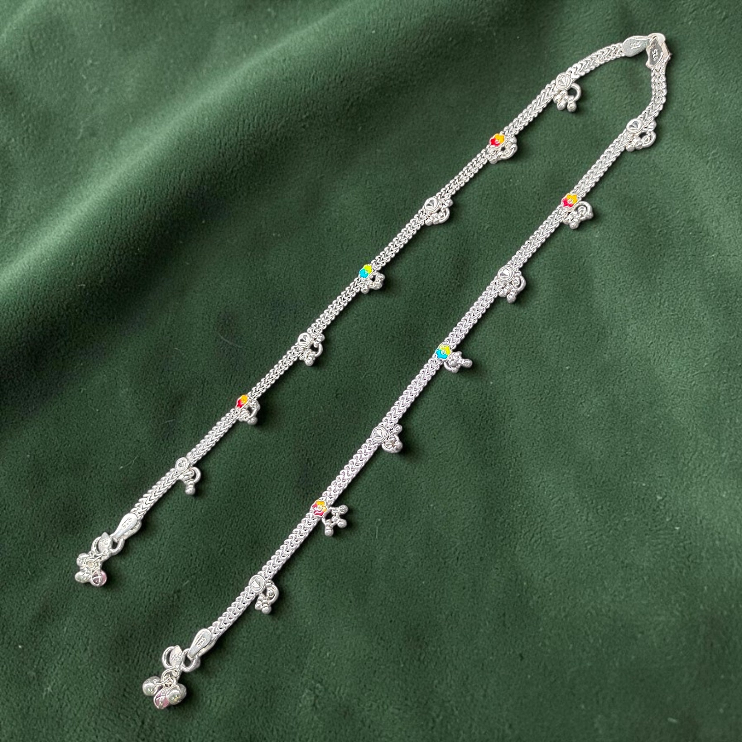 SILVER PAYEL- (WGT: 36.200 GM APPROX) BIS HALLMARK 925 SILVER PAYEL (ANKLET) 1 PAIR LENGTH: 10 INCH FOR WOMEN.