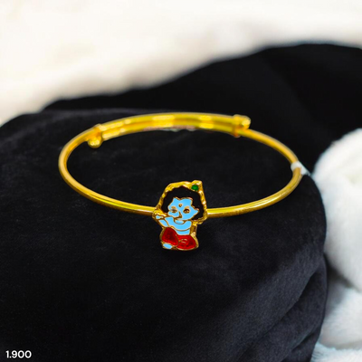 BABY JEWELLERY- (WGT: 1.900 GM APPROX) BIS CERTIFIED 375 9KT GOLD BABY BANGLE 1 PIECE FULL ADJUSTABLE SIZE FROM NEW BORN TO 4 YEARS (FOR RICE CEREMONY AND BIRTHDAY).