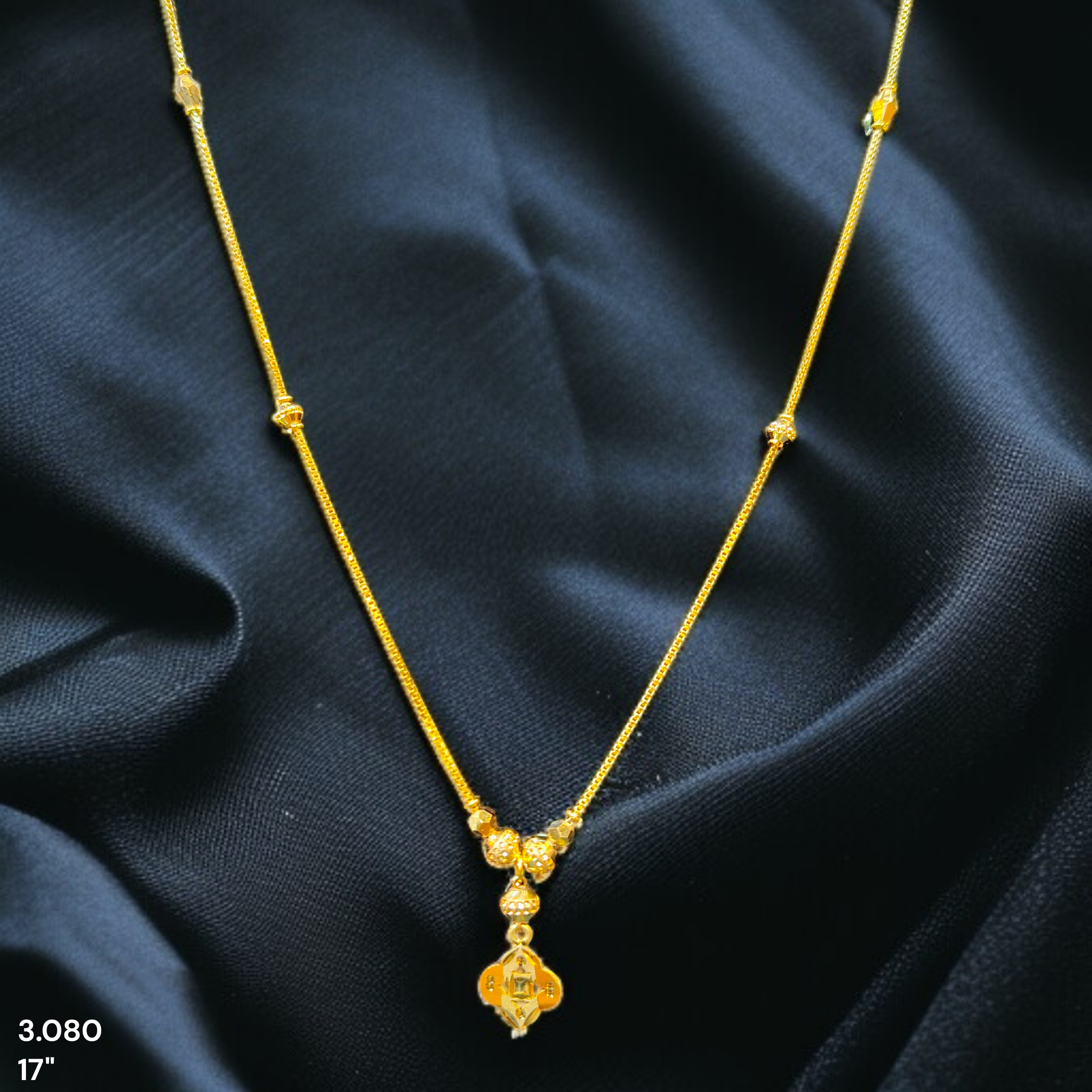 GCH-(WGT: 3.080 GM APPROX) BIS CERTIFIED HUID HALLMARK 9KT GOLD CHAIN WITH PENDANT (17 INCH) 1 PIECE FOR WOMEN.