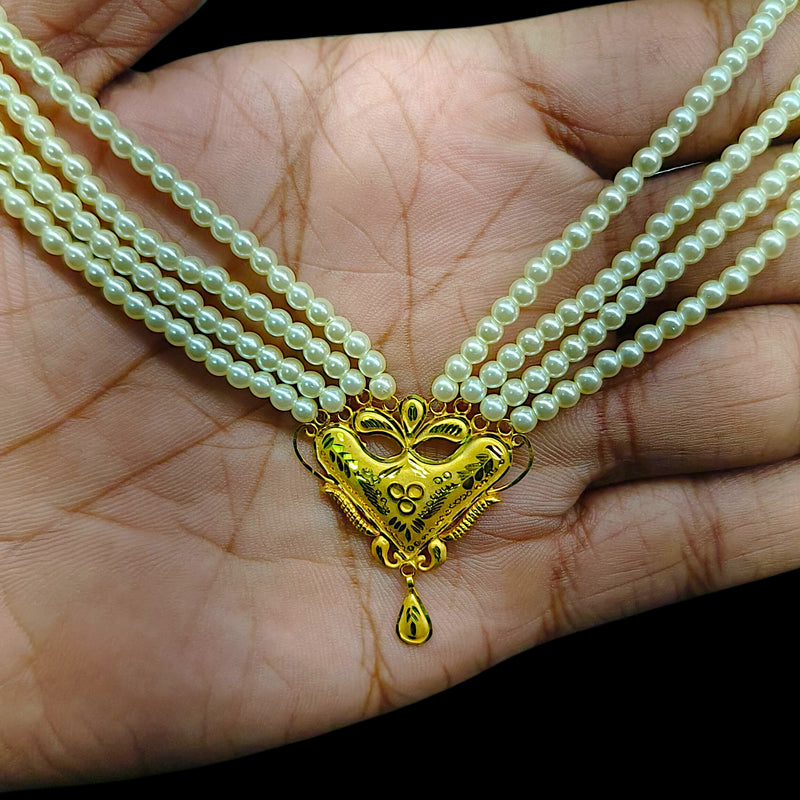 (GMH)- (4FFXB3) (WGT: 1.520 GM APPROX) BIS CERTIFIED HUID HALLMARK 9KT GOLD MOTI SITAHAR NECKLACE 1 PIECE WITH ADJUSTABLE TASSEL.