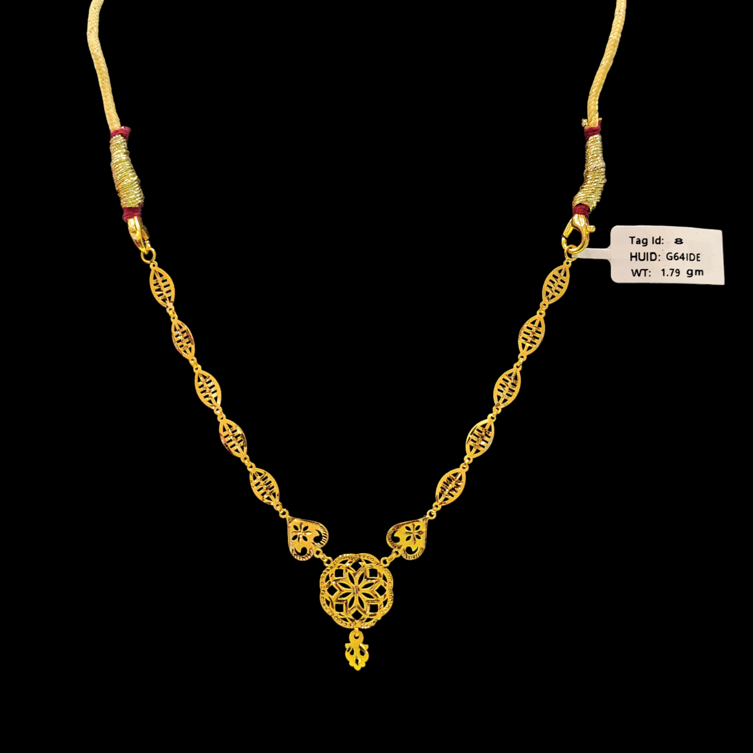 GOLD CHOKER NECKLACE- WGT: 1.790 BIS CERTIFIED HUID HALLMARK 916 22KT GOLD NECKLACE 1 PIECE WITH FREE ADJUSTABLE TASSEL FOR WOMEN.