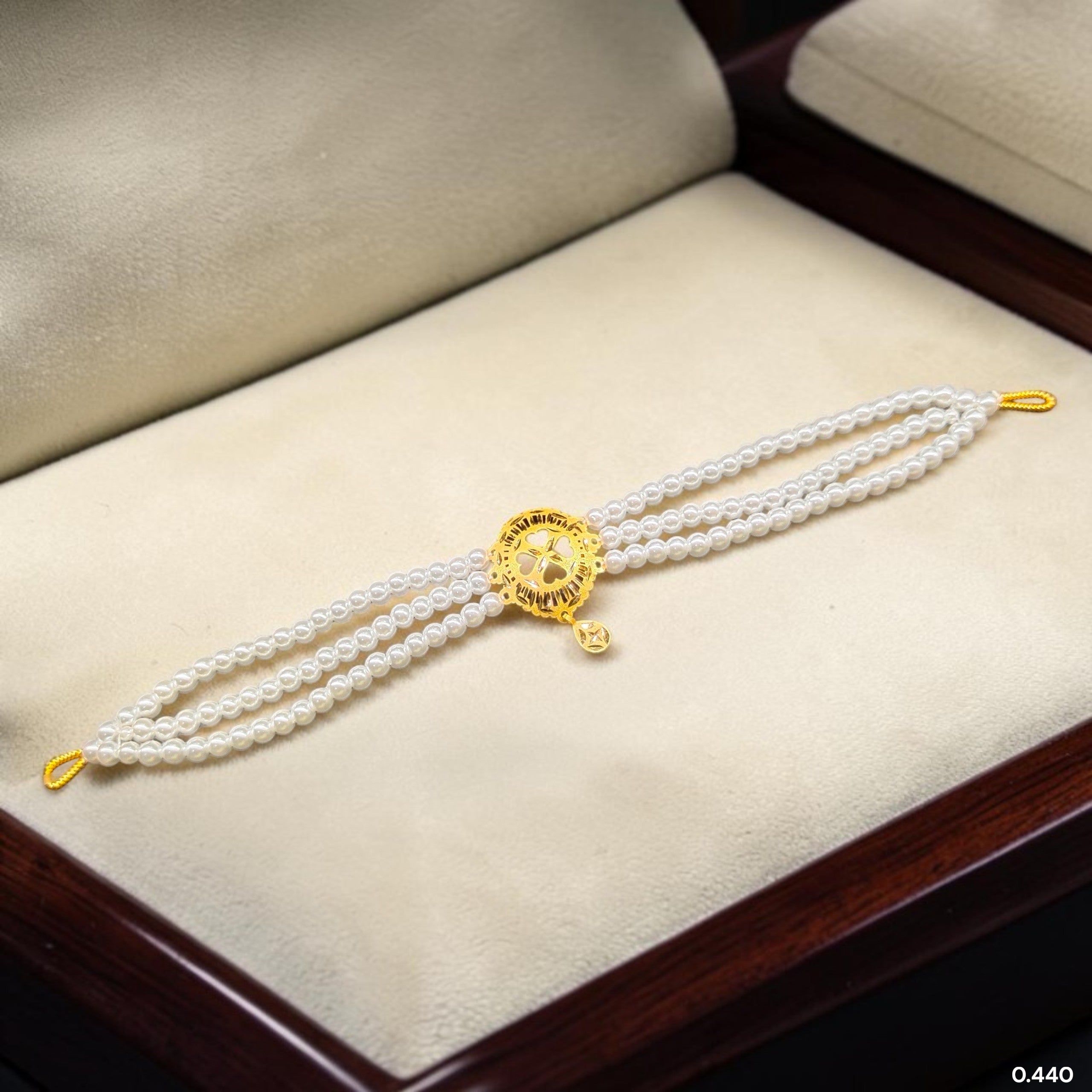 GMC22K- CERTIFIED BIS HUID HALLMARK 916 22KT GOLD MOTI CHOKER 1 PIECE (WGT: 0.440 GM) WITH ADJUSTABLE TASSEL FOR GIFT IN MARRIAGE.