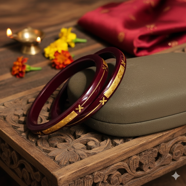 WISDOM MAROON (FACEBOOK VIRAL POLA) GOLDEN DETAILING LAMINATION POLA SCALE DESIGN 1 PAIR FOR WOMEN - NON EXCHANGEABLE ITEM (GET ANY DESIGN AS PER AVAILABILITY)