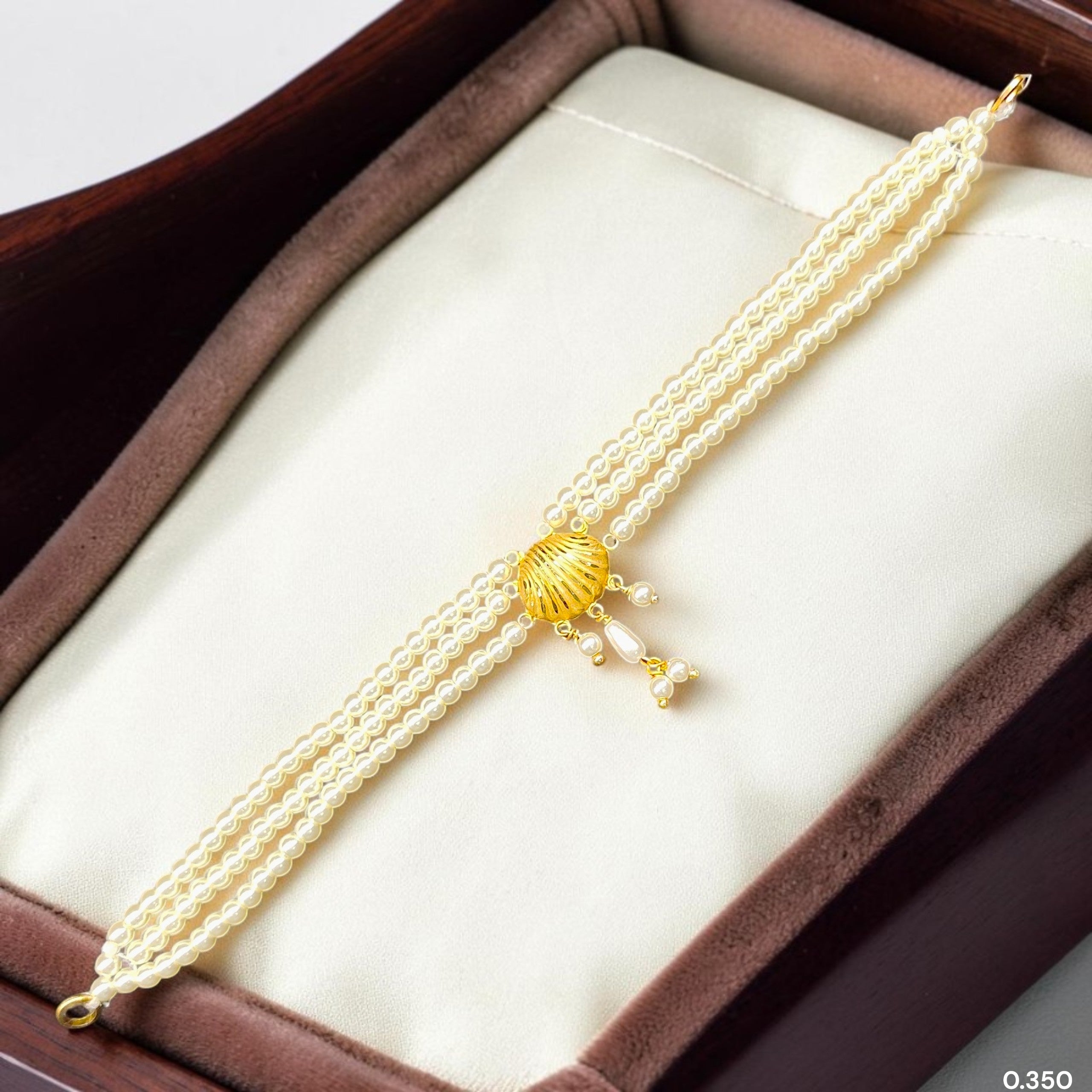 GMC9K- (WGT: 0.350 GM APPROX) BIS CERTIFIED HUID HALLMARK 375 9KT GOLD MOTI CHOKER 1 PIECE WITH ADJUSTABLE TASSEL FOR GIFT IN MARRIAGE.