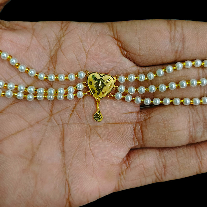 GMC9K- (WGT: 0.220 GM APPROX) BIS CERTIFIED HUID HALLMARK 375 9KT GOLD MOTI CHOKER 1 PIECE WITH ADJUSTABLE TASSEL FOR GIFT IN MARRIAGE.