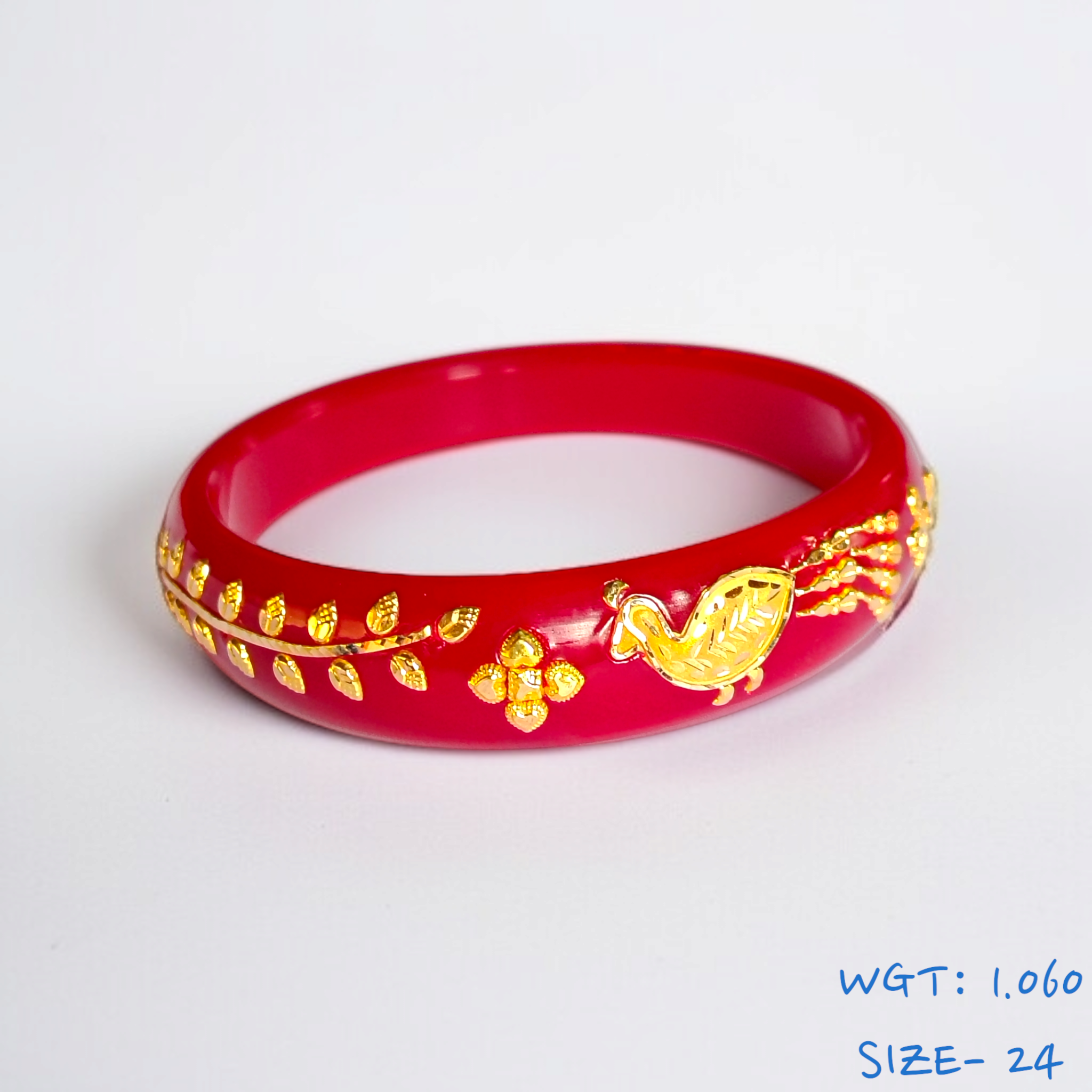 (SIZE- 24) RED COLOUR 18KT HALLMARK GOLD BRACELET POLA 1 PIECE FOR MARRIED WOMEN (REGULAR USE) APPROX WGT: 1.060 GM