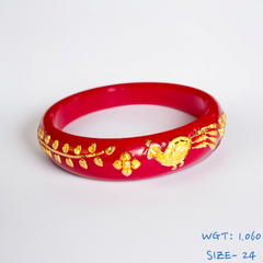 GPB18K- (SIZE-24) RED COLOUR 18KT HALLMARK GOLD BRACELET POLA 1 PIECE FOR MARRIED WOMEN (REGULAR USE) APPROX WGT: 1.060 GM