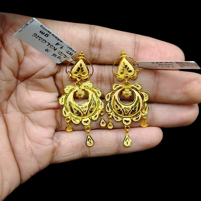 GOLD EARRINGS- (K5LGM6)-(A6KMC1) (WGT: 2.800 GM APPROX) BIS CERTIFIED HUID HALLMARK 9KT GOLD EARRINGS 1 PAIR FOR WOMEN (BEST FOR GIFT IN MARRIAGE).