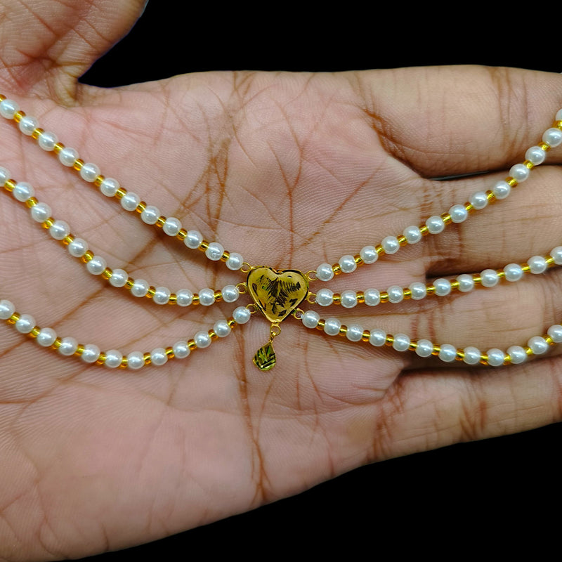 BFG-(WGT: 0.220 GM APPROX) BIS CERTIFIED HUID HALLMARK 375 9KT GOLD MOTI NECKLACE 1 PIECE  WITH ADJUSTABLE TASSEL FOR GIFT IN MARRIAGE.