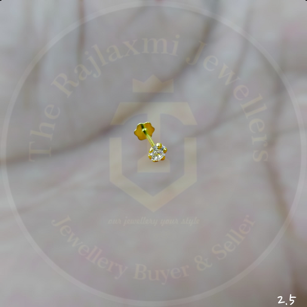 (GREAT FREEDOM OFFER) 2.5MM KDM GOLD NOSEPIN (30 TONCH) STUDDED WITH CZ STONE 1 PIECE (SCREW PACH DESIGN) FOR GIFT YOUR LOVED ONES FOR WOMEN.