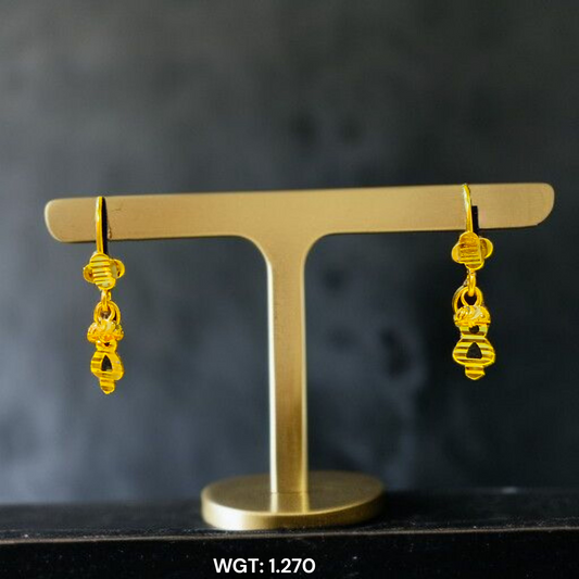 (GER22) BIS CERTIFIED WGT: 1.270 GM APPROX HUID HALLMARK 916 22KT GOLD SAFETIPIN EARRINGS 1 PAIR FOR WOMEN.