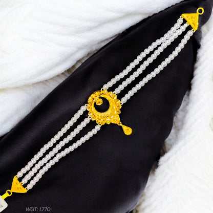 (GMC) CERTIFIED BIS HUID HALLMARK 916 22KT GOLD MOTI CHOKER 1 PIECE (WGT:1.770 GM) WITH ADJUSTABLE TASSEL FOR GIFT IN MARRIAGE.